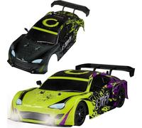 Overmax X-Drifty Coche RC Teledirigido, Coche de Derrapes 1:16, 20 km/h, Alcance hasta 80 m, Tracción 4WD, 2 Baterías de 500 mAh, Carrocería Intercambiable, Juego de Ruedas, Conos y Pegatinas