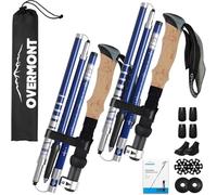 Overmont Bastones de Senderismo Plegables y Ligeros, Paquete de 2 Bastones de Senderismo de Fibra de Carbono para Mujeres y Hombres, Accesorios Todo Terreno y Bolsa de Transporte para Camping