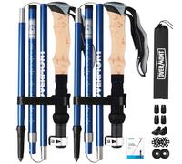 Overmont Bastones para Caminar, Paquete de 2 Bastones Plegables de Aluminio para Mujeres y Hombres con Sistema de Bloqueo rápido, Aluminio 7075, Plegables, ultraligeros para Senderismo, Camping,