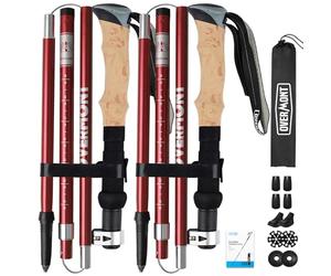 Overmont Bastones para Caminar, Paquete de 2 Bastones Plegables de Aluminio para Mujeres y Hombres con Sistema de Bloqueo rápido, Aluminio 7075, Plegables, ultraligeros para Senderismo, Camping,