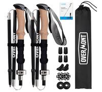Overmont Bastones Trekking y Senderismo Plegables de Fibra de Carbono Ultraligeros y Antideslizantes - Ajustables 110-125 cm - 1 Par para Camping, Trail y Alpinismo - Negro