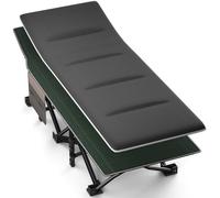 OVERMONT Cama de Camping Plegable con Colchón - Cama Plegable 190 x 71 x 36 cm - Soporta 250 kg - Tela Oxford 2400D con Bolsillo Lateral - Bolsa de Transporte para Camping Jardín Oficina - Negro