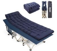 OVERMONT Cama Plegable Camping Plegable - Camas de Campamento Portátil con Almohadilla de Algodón para Adultos Dormir - con Bolsillo Lateral para Camping Playa Exterior Viajes - 120 kg 190x71CM