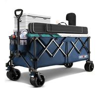 Overmont Carro Playa Plegable - 114CM Carrito Camping Plegable Extendido con Frenos - 300L 200KG Carro de Transporte con Ruedas Grandes Todo Terreno - Carro Portátil para Jardín Compras al Aire Libre