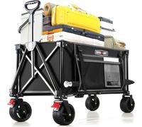 Overmont Carro Playa Plegable - Carrito de Jardín Todo 150L 150 kg con Mango Ajustable - Todo-Terreno Desmontables Ruedas Grandes - con Bolsillo Lateral Portavasos - per Camping Compras Deportes