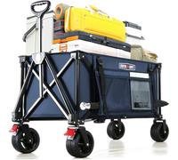 Overmont Carro Playa Plegable - Carrito de Jardín Todo 150L 150 kg con Mango Ajustable - Todo-Terreno Desmontables Ruedas Grandes - con Bolsillo Lateral Portavasos - per Camping Compras Deportes