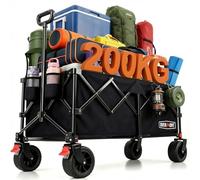 Overmont Carro Plegable XXL 118 cm - 270 L Gran Capacidad, Carga hasta 200 kg - Carro de Transporte Alta Resistencia con Ruedas Grandes Todo Terreno, Modelo Alargado - para Playa, Jardín y Compras