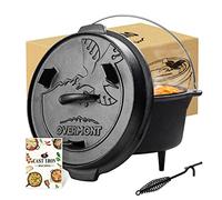 OVERMONT Dutch Oven Olla Horno Holandesa de Hierro Fundido 4.2L Diámetro 24Cm Cazuela con Tapa (Olla + Tapa)