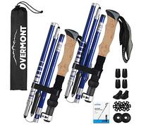 OVERMONT - OM-Trekking Pole-Carbon-Blue, Bastones Unisex - Adulto, Azul, verstellbar 105-125CM -