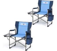 Overmont Silla de camping ligera de gran tamaño, cómodas y resistentes, sillas de director plegables con mesa auxiliar y bolsa enfriadora para exteriores, campamento, playa, picnic, césped y pesca,