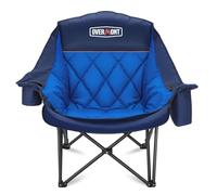 OVERMONT Silla de Camping Plegable Grande 204kg - Silla de Pesca Acolchada Resistente con Bolsa Térmica Portavasos - Sillas Portátil para Exterior Acampada Jardín Playa Pesca Azul