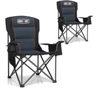 OVERMONT Silla de Camping Plegable Grande 2Pcs- Silla Playa Portátil con Reposabrazos Bolsa Nevera Portabebidas - Soporta 204 kg - para Camping Pesca