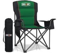 OVERMONT Silla de Camping Plegable - Grande Silla de Pesca Portátil con Reposabrazos Portabebidas - para Acampada Jardín Playa Pesca - hasta 204 kg