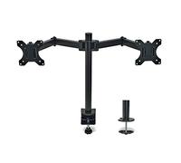 OVERMUST Soporte Doble Monitor para Pantallas 13-32", Regulable en Altura hasta 410 mm, Capacidad Carga 10 Kg por Brazo, Extensión Máxima 460 mm, Inclinación +/-90°, Rotación 180°/230°