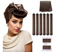 Overnight Hair Curlers Heatless Curls - 6 Pcs No Heat Blowout Curling Rods to Sleep In with Satin Hair Scarf