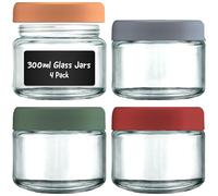 Overnight Oats Jar - 4 Pack 10oz / 300ml Vasos Yogurtera Con Tapa, Etiquetas Negras y Bolígrafo - Tarros Herméticos Reutilizables para Yogur, Salsas y Almacenamiento de Comida para Bebés