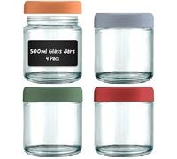 Overnight Oats Jar - 4 Pack 16oz / 500ml Vasos Yogurtera Con Tapa, Etiquetas Negras y Bolígrafo - Tarros Herméticos Reutilizables para Yogur, Salsas y Almacenamiento de Comida para Bebés