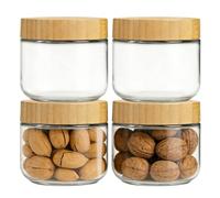 Overnight Oats - Juego de 4 tarros herméticos para yogur de 10 onzas con ancha y para preparar comidas y aperitivos, recipientes de almacenamiento de avena