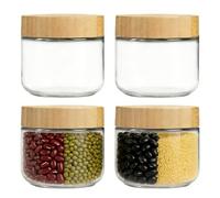 Overnight Oats Recipiente con tapa - 4 unidades de latas de almacenamiento a prueba de fugas | 300 ml hermética de boca ancha a prueba de fugas, ensaladera | para preparar comida, aperitivos, avena