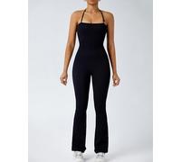 Overol acanalado de una pieza para mujer, sin costuras, sin tirantes, halter o diseño recortado para entrenamiento, descanso, ropa de calle