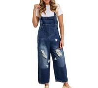 Overol de color liso sin mangas con diseño de tirantes para mujer, pierna ancha, ajuste holgado, aspecto vaquero, cómodo traje de una pieza, para hacer recados fáciles, vacaciones y estilo de casa