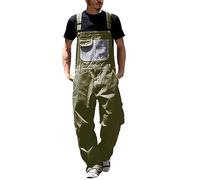 Overol de mezclilla para hombre, ajuste relajado, ropa de trabajo con correas ajustables y prácticos bolsillos para herramientas, Ejercito Verde, L