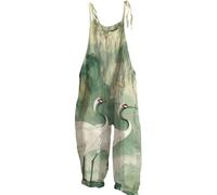 Overol de verano para mujer, estilo bohemio, floral, holgado, de pierna ancha, sin mangas, holgado, pantalones casuales, pantalones de verano, pantalones largos sueltos, cómodos pantalones deportivos