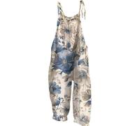 Overol de verano para mujer, estilo bohemio, floral, holgado, de pierna ancha, sin mangas, holgado, pantalones casuales, pantalones de verano, pantalones largos sueltos, cómodos pantalones deportivos
