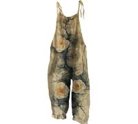 Overol de verano para mujer, estilo bohemio, floral, holgados, de pierna ancha, sin mangas, holgados, pantalones casuales, pantalones de verano, pantalones largos sueltos, cómodos pantalones