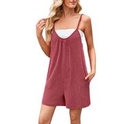 Overol de verano para mujer, pantalones cortos del Reino Unido, overol de verano sin tirantes para mujer, con tiras, corte bajo, espalda descubierta, suelto, transpirable, ligero, casual, para