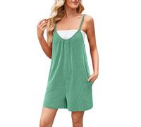 Overol de verano para mujer, pantalones cortos del Reino Unido, overol de verano sin tirantes para mujer, con tiras, corte bajo, espalda descubierta, suelto, transpirable, ligero, casual, para