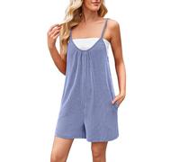 Overol de verano para mujer, pantalones cortos del Reino Unido, overol de verano sin tirantes para mujer, con tiras, corte bajo, espalda descubierta, suelto, transpirable, ligero, casual, para