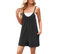 Overol de verano para mujer, pantalones cortos del Reino Unido, overol de verano sin tirantes para mujer, con tiras, corte bajo, espalda descubierta, suelto, transpirable, ligero, casual, para