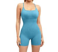 Overol de yoga para mujer, corto del Reino Unido, overol de entrenamiento de una pieza para mujer, overol todo en uno, pantalones cortos de entrenamiento, enterizo negro, talla pequeña, 1 pieza