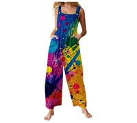 Overol largo con estampado floral para mujer, con detalle de bolsillo, cómodo traje de una pieza, para salidas de fin de semana y embalaje de viaje, con una silueta relajada para el día a día, Morado