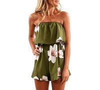 Overol para mujer, elegante, sin mangas, estampado floral, cintura alta, pantalones cortos de verano de pierna ancha, vestido de vacaciones, Ejercito Verde, XXL