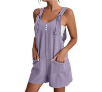 Overol para mujer, pantalones cortos del Reino Unido, talla 16, overoles de verano con tirantes para mujer, overol con bolsillos, botón de espalda cruzada, overol sin mangas, overol corto de una pieza