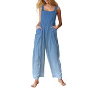 Overol suelto para mujer, overol con tirantes para mujer, overol con tirantes ajustables, talla grande, overol de pierna ancha, overol con bolsillos, overol para salir de verano, azul, M