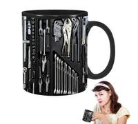 Oversize in Ceramica Nera - da Meccanico Grande Capacità, Divertente Tazzaes da Caffè Tè, Tazzaes per Whisky Birra Succo | Regalo Originale per Appassionati Auto Uomini Meccanici