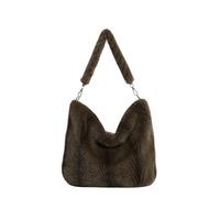 Oversized Faux Furs Shoulder Bag Detachable Shoulder Strap Spacious Interior Daily Essential Fashion Underarm Bag Fuzzy Handbag for Work Travel