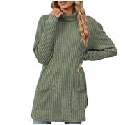Oversized Sweater for Womens Turtleneck Long Sleeve Solid Color with Double Pockets Long Fall Casual Sweaters
