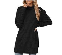 Oversized Sweater for Womens Turtleneck Long Sleeve Solid Color with Double Pockets Long Fall Casual Sweaters