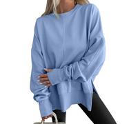 Oversized Sweatshirt for Women - Comfy Crewneck Sweatshirts for Women, Teen Best Autumn Y2k Outfits (Blue,L)