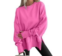 Oversized Sweatshirt for Women - Comfy Crewneck Sweatshirts for Women, Teen Best Autumn Y2k Outfits (Bright Pink,L)