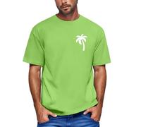 Oversized Tshirt Camisetas Hombre Originales Deportiva con Estampada de Coco Verano Vintage Deportivas Chollos Ultima Hora Ofertas Flash Manga Corta Verde de Marca Camiseta Deporte Gym Ropa Verde M