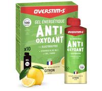 OVERSTIM.s - Gel Antioxidante (x10) - Gel energético para el deporte - Reduce los calambres - Energía sostenible - Electrolitos (magnesio, sodio) - Reduce la fatiga - 100 kcal por gel - Limón…