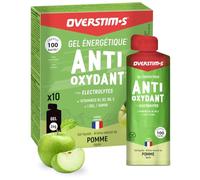 OVERSTIM.s - Gel Antioxidante (x10) - Gel energético para el deporte - Reduce los calambres - Energía sostenible - Electrolitos (magnesio, sodio) - Reduce la fatiga - 100 kcal por gel - Manzana verde.
