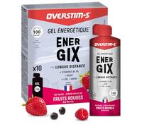 OVERSTIM.s - Gel Energix (x10) - Gel energético para deporte (ciclismo, correr) - Energía de larga duración (Glucosa + Fructosa + Maltodextrina) - BCAA - 100 kcal/Gel - Frutas Rojas