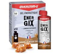 OVERSTIM.s - Gel Energix (x10) - Gel energético para deporte (ciclismo, correr) - Energía de larga duración (Glucosa + Fructosa + Maltodextrina) - BCAA - 100 kcal/Gel - Caramelo Mantequilla Salada