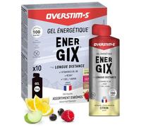 OVERSTIM.s - Gel Energix (x10) - Gel energético para deporte - Energía de larga duración (Glucosa + Fructosa + Maltodextrina) - BCAA - 100 kcal/Gel - Limón, Frutas Rojas, Caramelo Mantequilla
